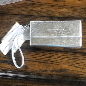 NWT Silver Adrienne Vittadini phone wallet